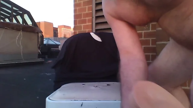 Joey D outside shoving anal toys and gaping in the sun 1