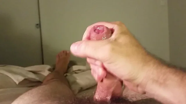 Big creamy load from my uncut cock