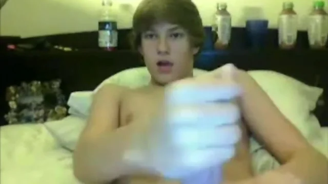 Horny boy playing with his big dick