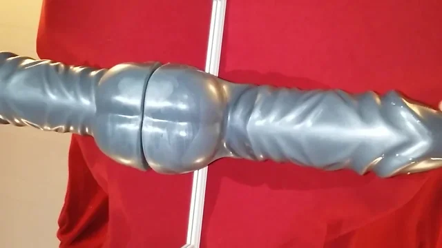 Prostate milking with HUGE dildo in Chastity till orgasm