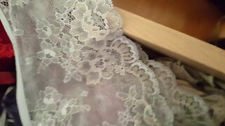 Morning cum on housemate Jess's sexy lace bras.