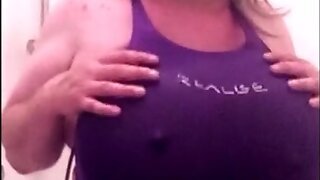 Breast Expansion in purple Realise Swimsuit
