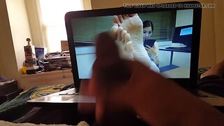 Beautiful Asian girl sexy feet while me bustin my nut