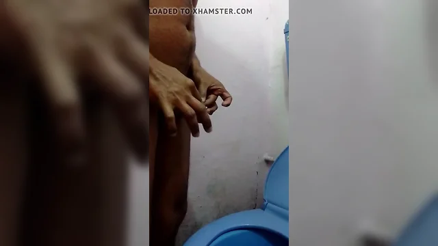 Masturbation with an uncut cock