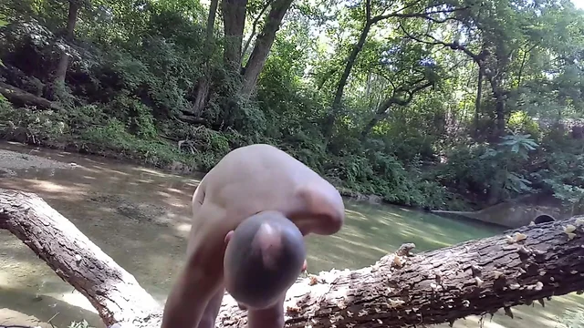 Bustin a nutt in the woods.
