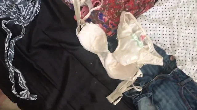 Using Japanese bras and panties stained cum