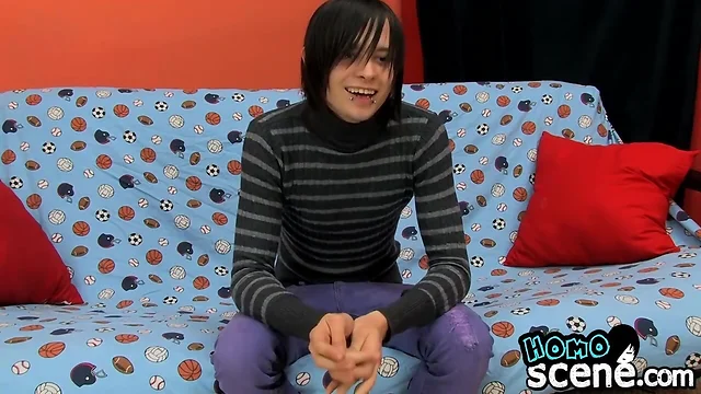 Emo twink Miles Pride wanking his big to a cummy finish