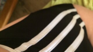 I in Adidas ladies bathing suit black with white stripes