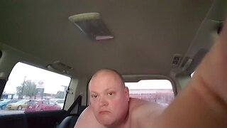 Fat man wanks in public car park