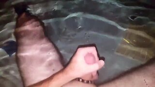 Nude in hot tub cum underwater