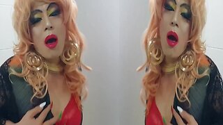Sissy  pornstar niclo  sexy makeup jerking