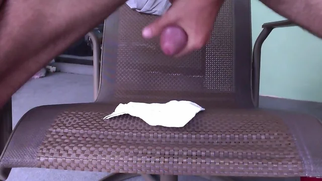 Stroking my big cock on the patio