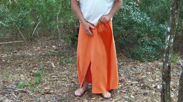 Pee in Orange Skirt in Maritime Forest 1 - Video 162.mp4