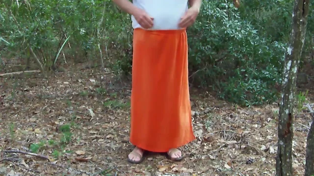 Pee in Orange Skirt in Maritime Forest 1 - Video 162.mp4