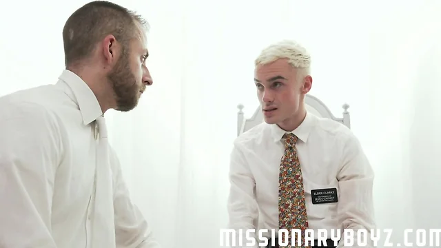 MissionaryBoyz - Horny twink missionary jerked off by priest daddy