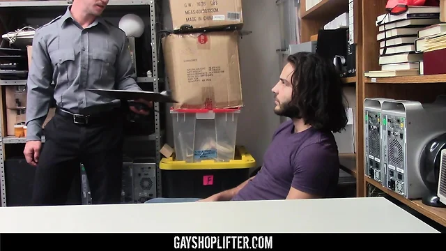GayShoplifter - Handsome guard fucks lucky long-haired dude