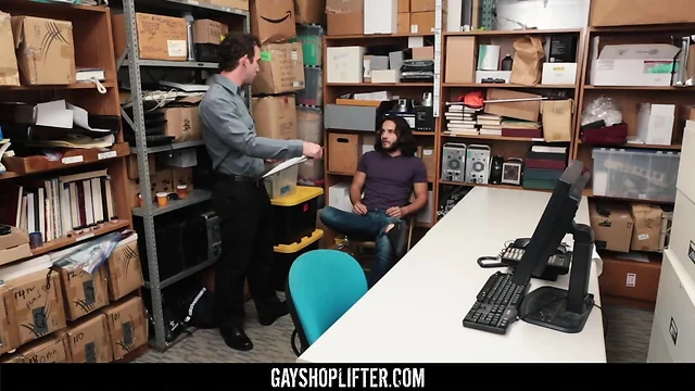 GayShoplifter - Handsome guard fucks lucky long-haired dude