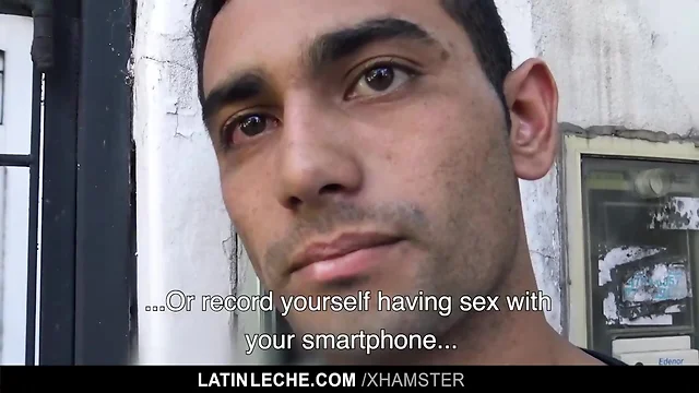 Shy Latino straight guy barebacked on camera for money
