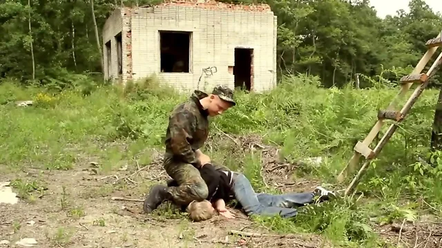 Twink Submits to Military BDSM Outdoors