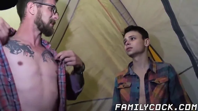 Teenager gets barebacked hard by stepdad on a camping trip