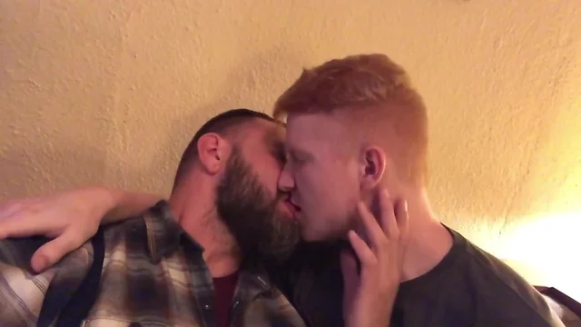soft Ginger teenager and haired hard grandpa getting ready