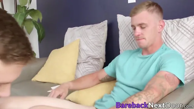 Charming jock stuffs smooth homosexual butt hole with condomless penis