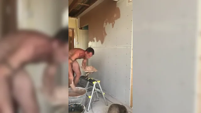 Naked builder plastering part 1