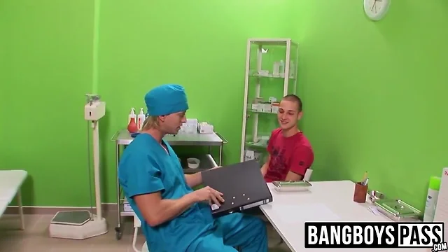 Thin boy gets toyed and butt pounded by a hung doctor