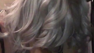 Silver Hair CROSS DRESSER Sucks on Toes
