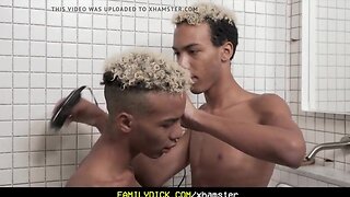 Familydick - hot identical twins jack off side by side