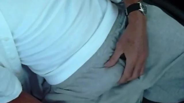 Daddy`s Huge Bulge and Big Cock: Outdoor Masturbation Voyeur Show