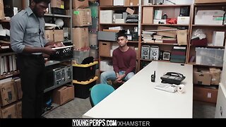 Youngperps - hot dark security officer drills a virgin teenager