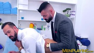 Classy doctor gives thorough anal examination to patient