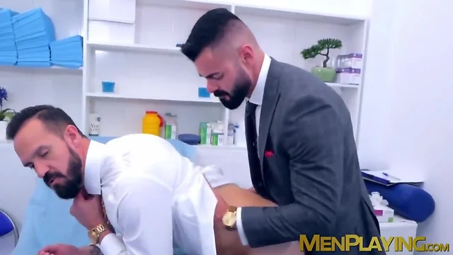 Classy doctor gives thorough anal examination to patient