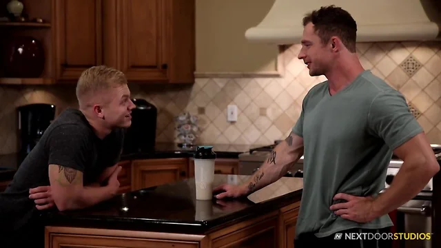 Markie more condomless knocks off stepbro's bum in parents kitchen