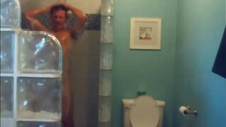 Military papa goes up and takes a shower