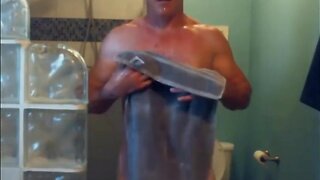 Military papa goes up and takes a shower