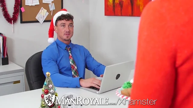 Manroyale christmas office party fuck with two hunks