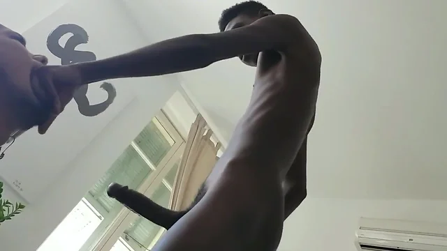 HD Amateur Big Cock Black Latino Lover Gives Skinny Boy BJ and Rubber Ejaculation