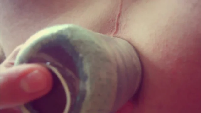 Extreme handmade toy in stretched anus