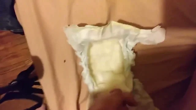 Wank with another wet diaper