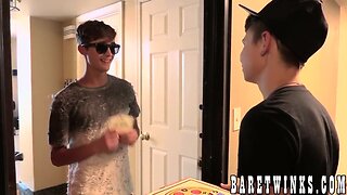 Boy delivers a pizza for hardcore backside shagging as a tip