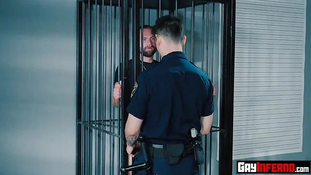 Gay perp teases Cop and fistfucked hard