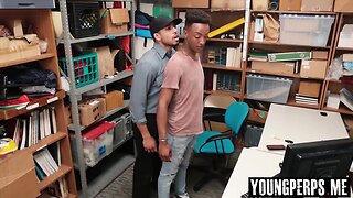 Gay chocolate perp blackmails stud Officer