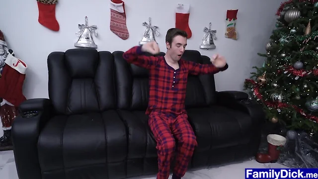 Stepdad anal fucks by the Christmas tree
