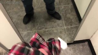 Schoolgirl skirt banging power stroked, spunk in dressing room