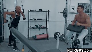 College fratboys interracial gay sex at the gym