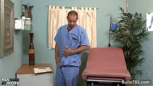Agitated gay doctor girth brooks fucking off in office