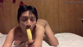 Young crossdresser strips and plays with himself