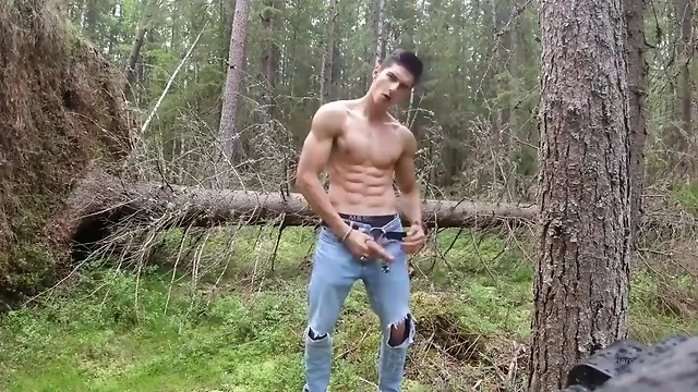 Teen lad in woods